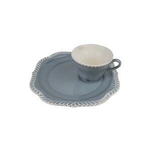 Vintage Harker Pottery Ware Gray Snack Set Cup and Plate